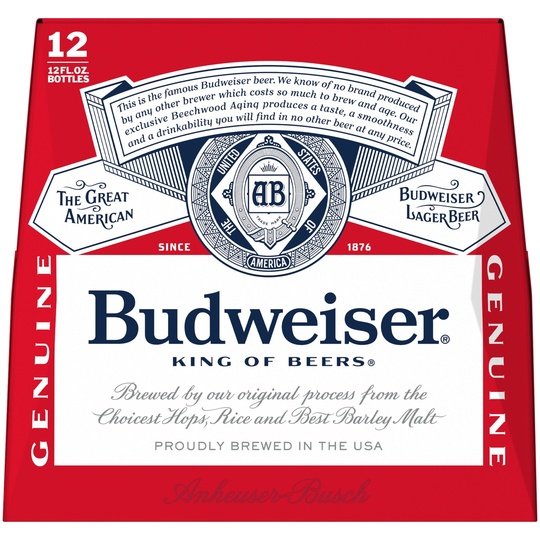 Budweiser Beer, 12 Pack Beer, 12 fl oz Glass Bottles, 5 % ABV, Domestic Lager