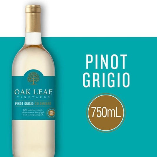 Oak Leaf Vineyards Pinot Grigio/Colombard White Wine, 750 ml Glass, ABV 11.50%