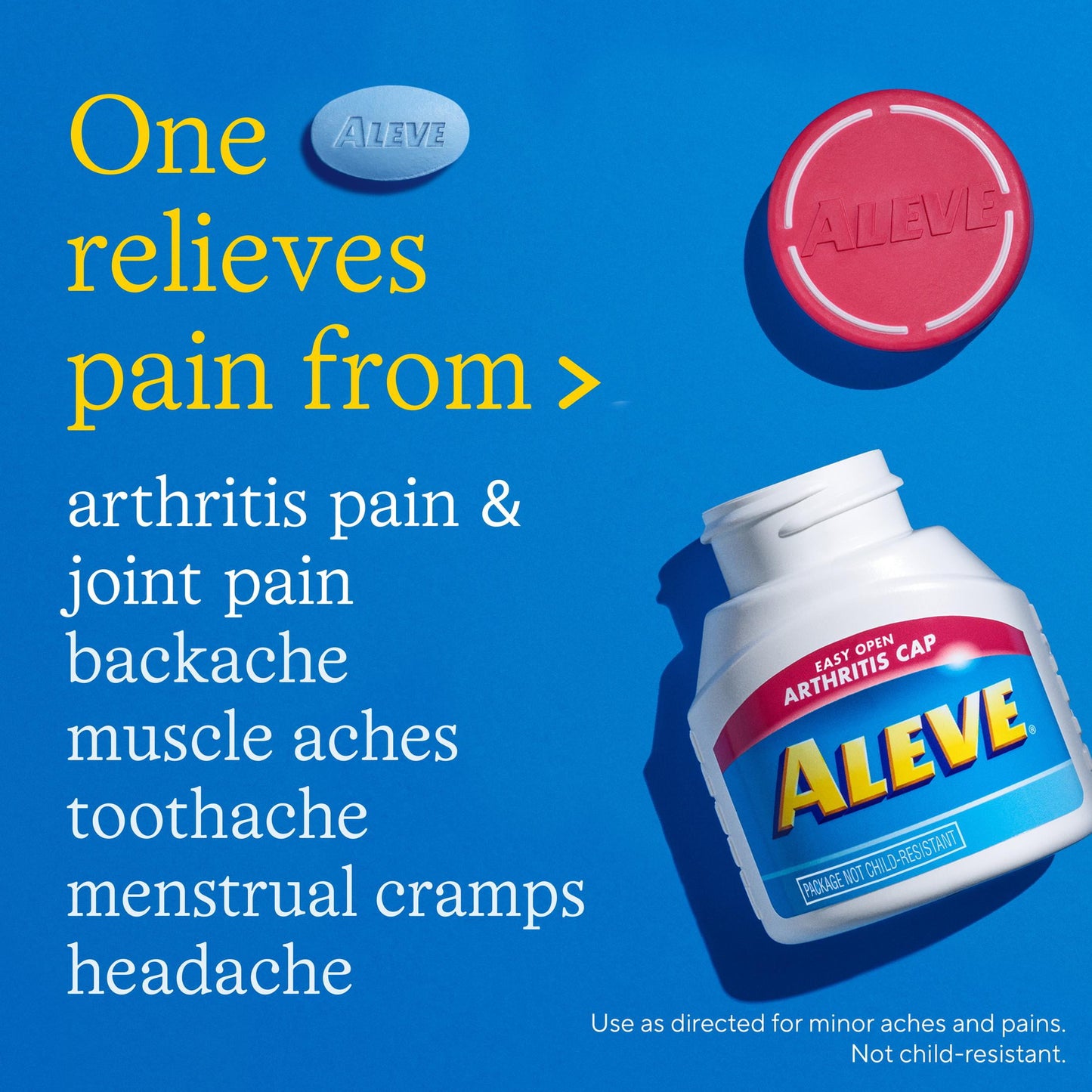 Aleve Caplets Easy Open Arthritis Cap Naproxen Sodium Pain Reliever, 90 Count