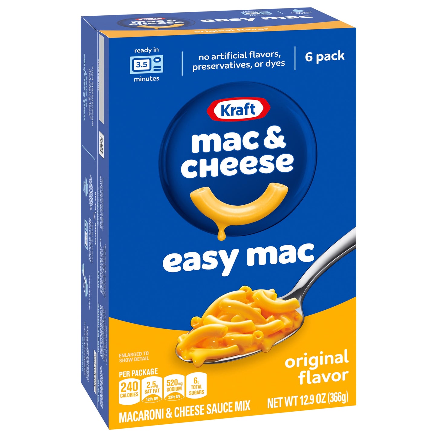 Kraft Easy Mac Original Mac N Cheese Macaroni and Cheese Microwavable Dinner, 6 ct Packets