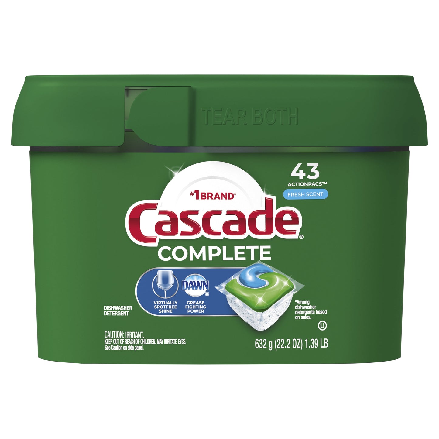 Cascade Complete Action Pacs, Dishwasher Detergent, Fresh, 43 Count