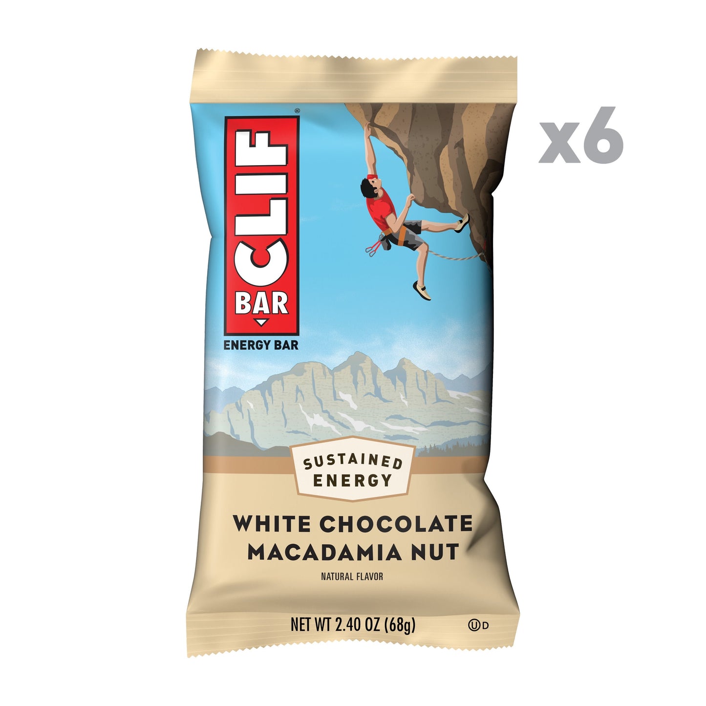 CLIF BAR - White Chocolate Macadamia Nut Flavor - Made with Organic Oats - 9g Protein - Non-GMO - Plant Based - Energy Bars - 2.4 oz. (6 Pack)