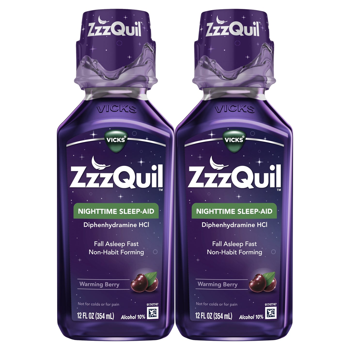 Vicks ZzzQuil Night Pain, over-the-Counter Sleep Aid Non-Habit Forming, Midnight Berry, 24 fl oz