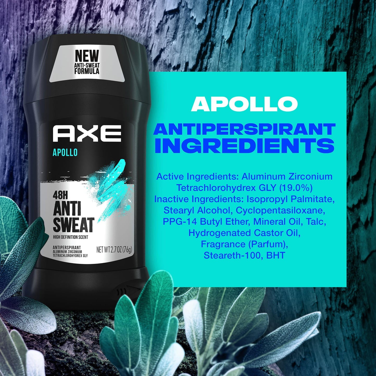 Axe Apollo Long Lasting Men's Antiperspirant Deodorant Stick, Sage and Cedarwood, 2.7 oz