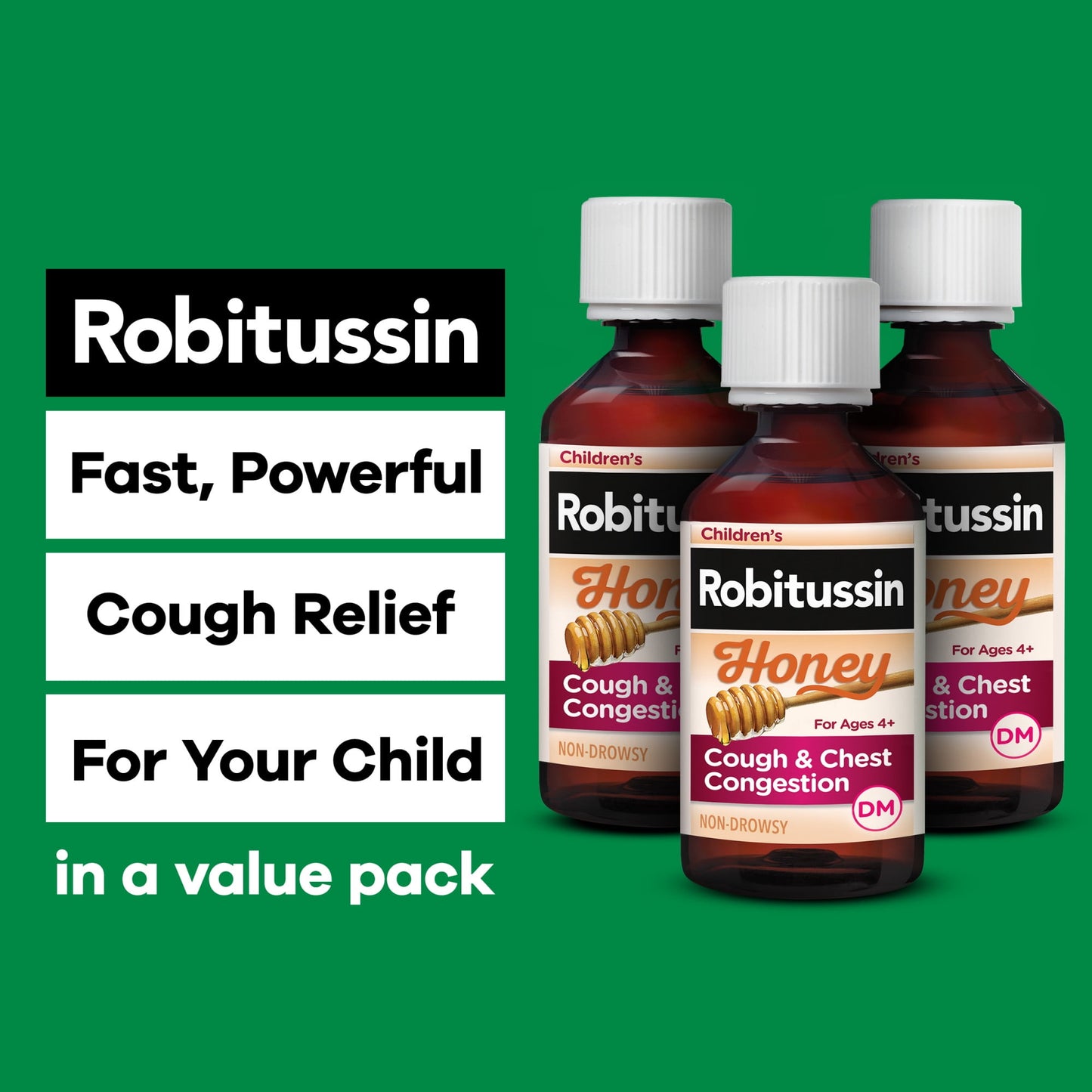 Children's Robitussin Kids Cough Congestion DM and Cold Medicine, Honey, 4 Fl Oz