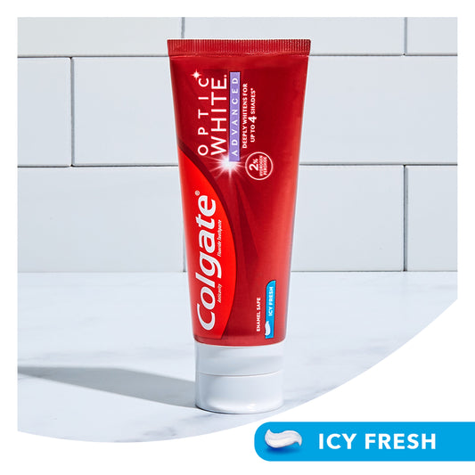 Colgate Optic White Advanced Hydrogen Peroxide Toothpaste, Icy Fresh, 3.2 oz