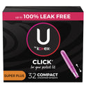 U by Kotex Click Compact Tampons, Super Plus, Unscented, 32 Count