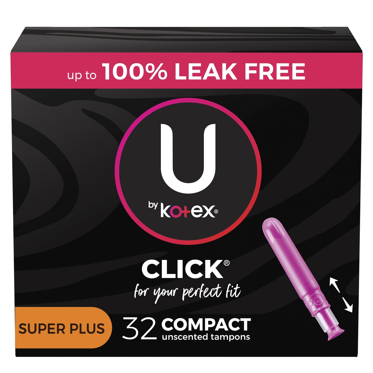 U by Kotex Click Compact Tampons, Super Plus, Unscented, 32 Count