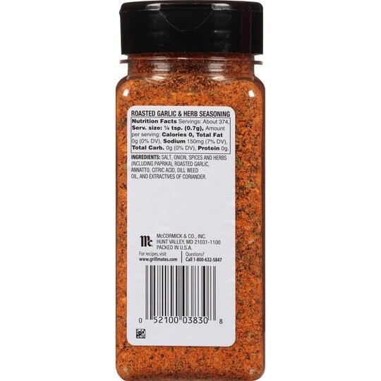 McCormick Grill Mates Roasted Garlic & Herb Seasoning, 9.25 oz Mixed Spices & Seasonings