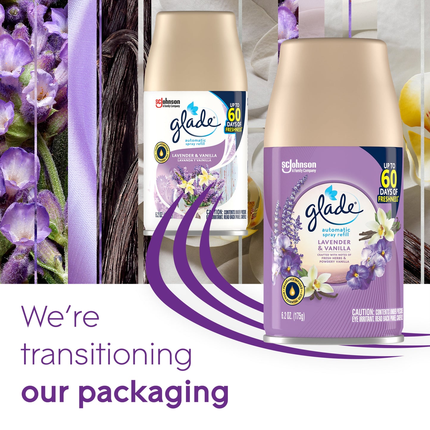 Glade Automatic Spray Refill, Air Freshener, Lavender & Vanilla, 2 Refills, 2 x 6.2 oz