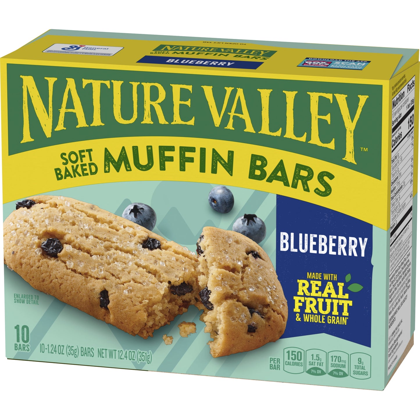 Nature Valley Soft-Baked Muffin Bars, Blueberry, Snack Bars, 10 Bars, 12.4 OZ