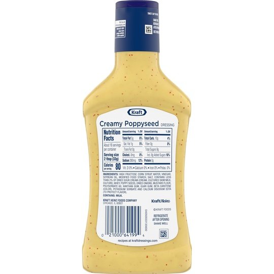 Kraft Creamy Poppyseed Salad Dressing, 16 fl oz Bottle