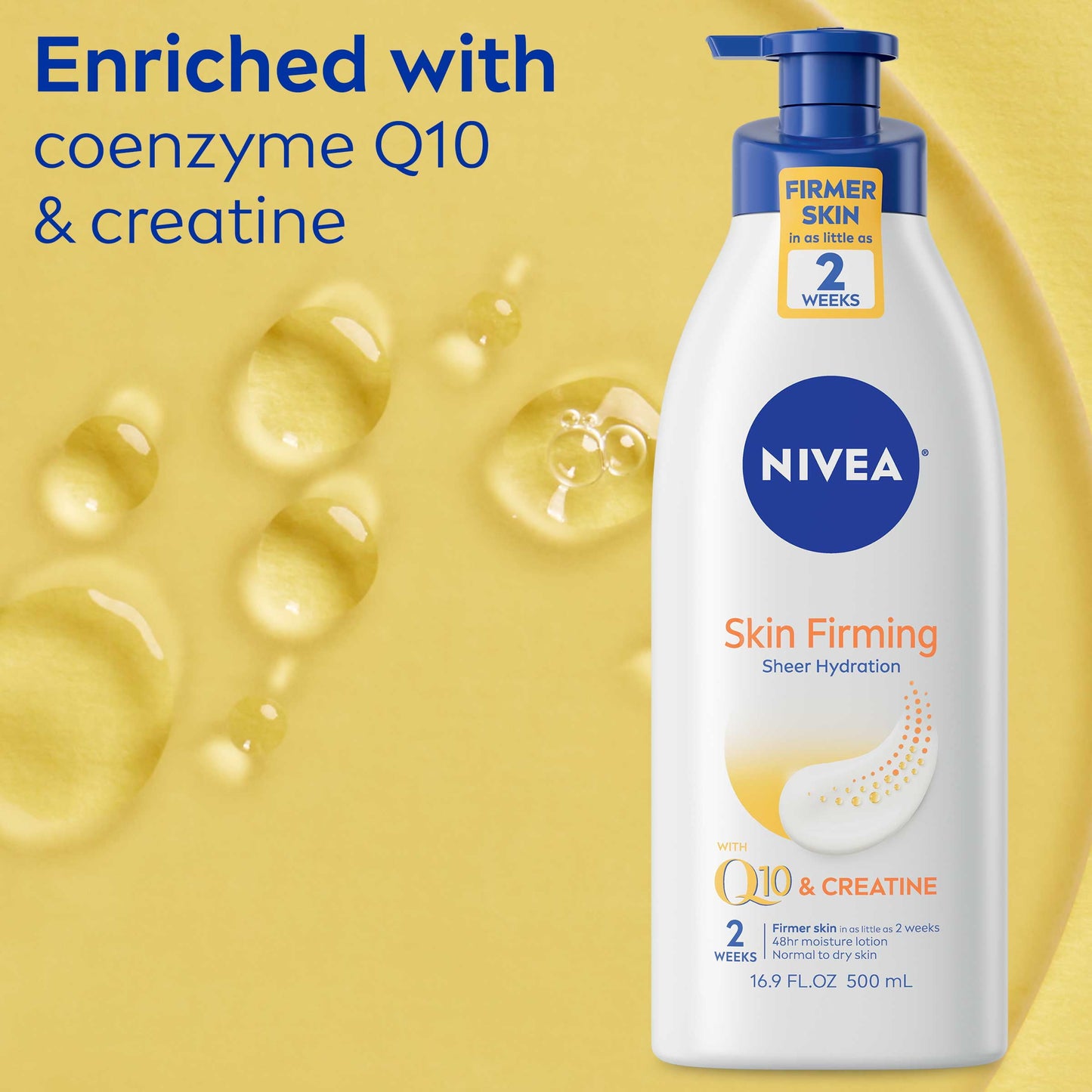 NIVEA Skin Firming Hydration Body Lotion with Q10 and Shea Butter, 16.9 Fl Oz Pump Bottle