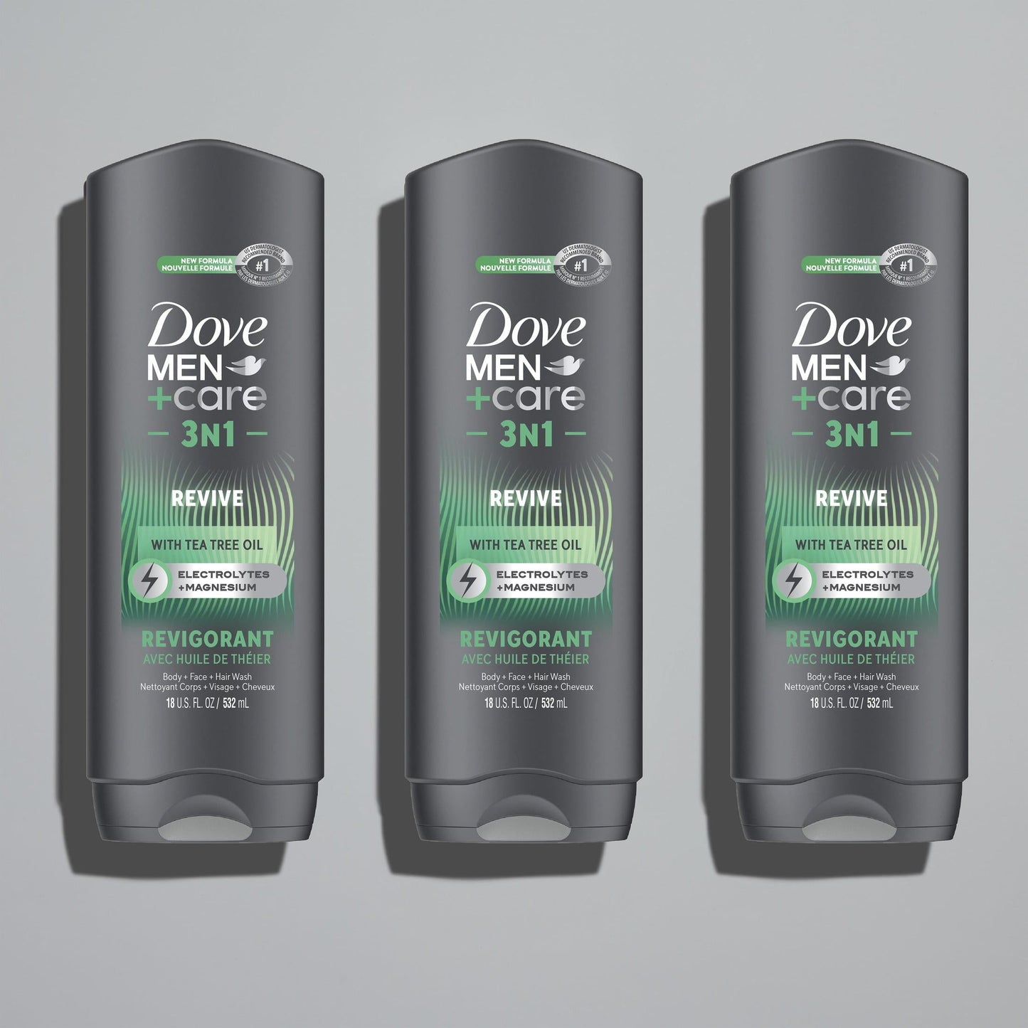 Dove Men+Care Revive Hydrating 3-in-1 Tea Tree Oil Body Wash, 18 fl oz