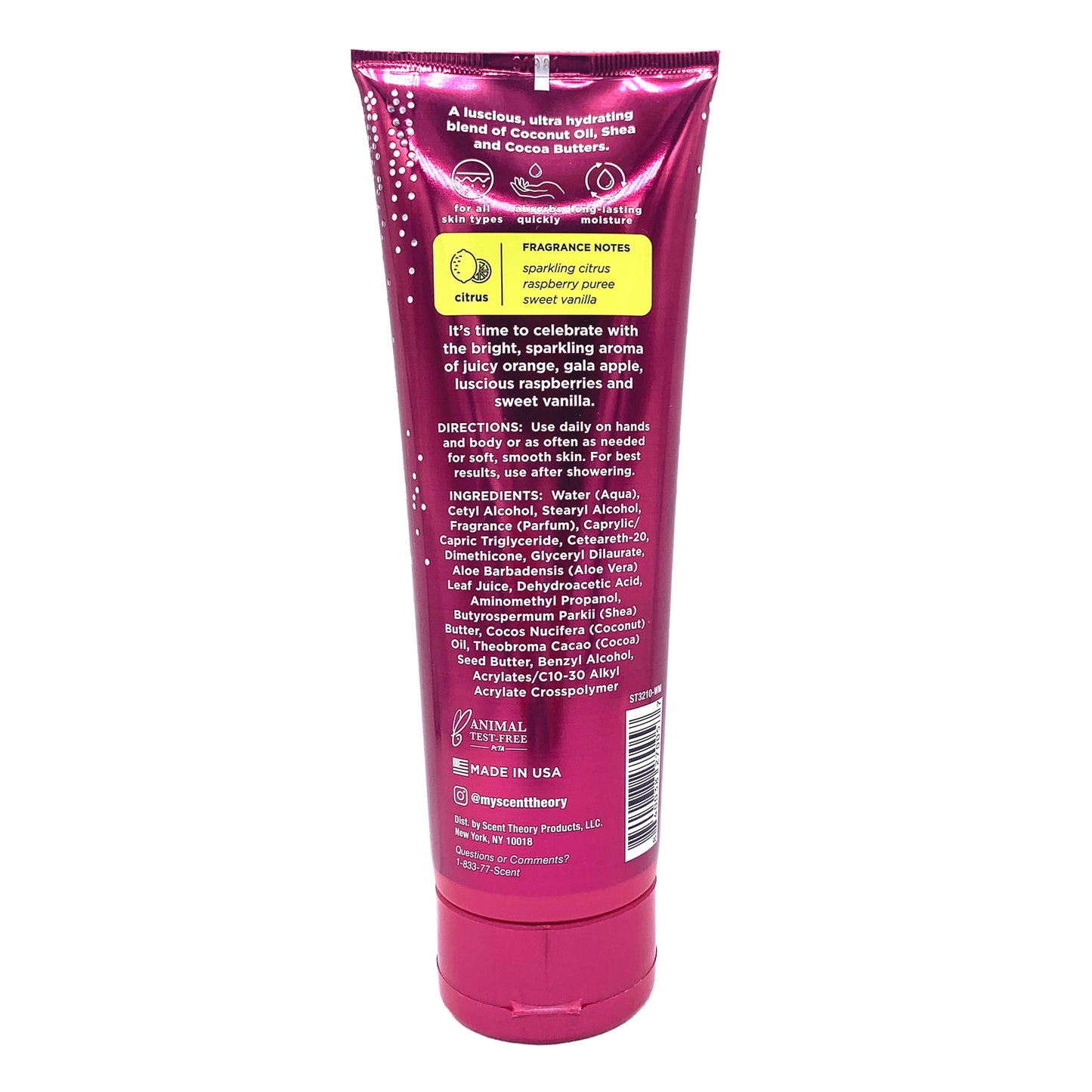 Scent Theory Hand and Body Cream with Shea Butter, Berries and Bubbly, 8 oz, for all skin types