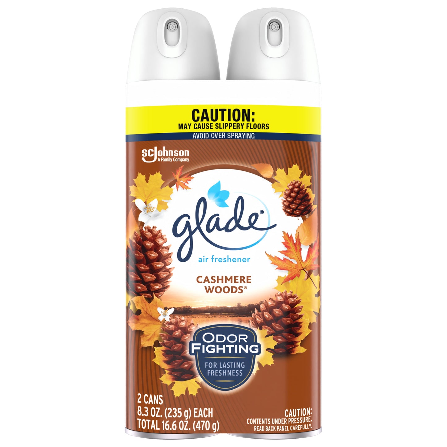 Glade Aerosol Spray, Air Freshener for Home, Cashmere Woods Scent, Fragrance Infused with Essential Oils, Invigorating and Refreshing, with 100% Natural Propellent, 8.3 oz, 2 Pack