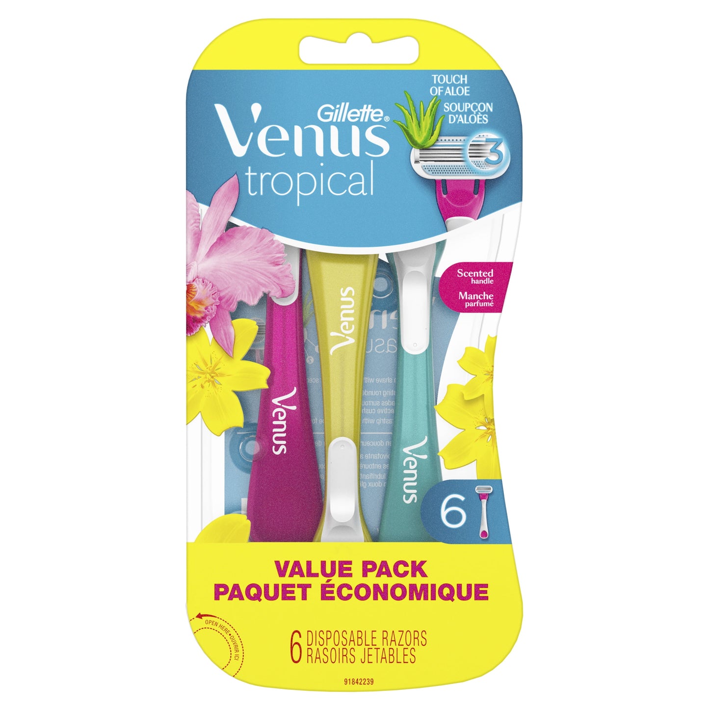 Venus Tropical Women's Disposable Razor, 6 Count