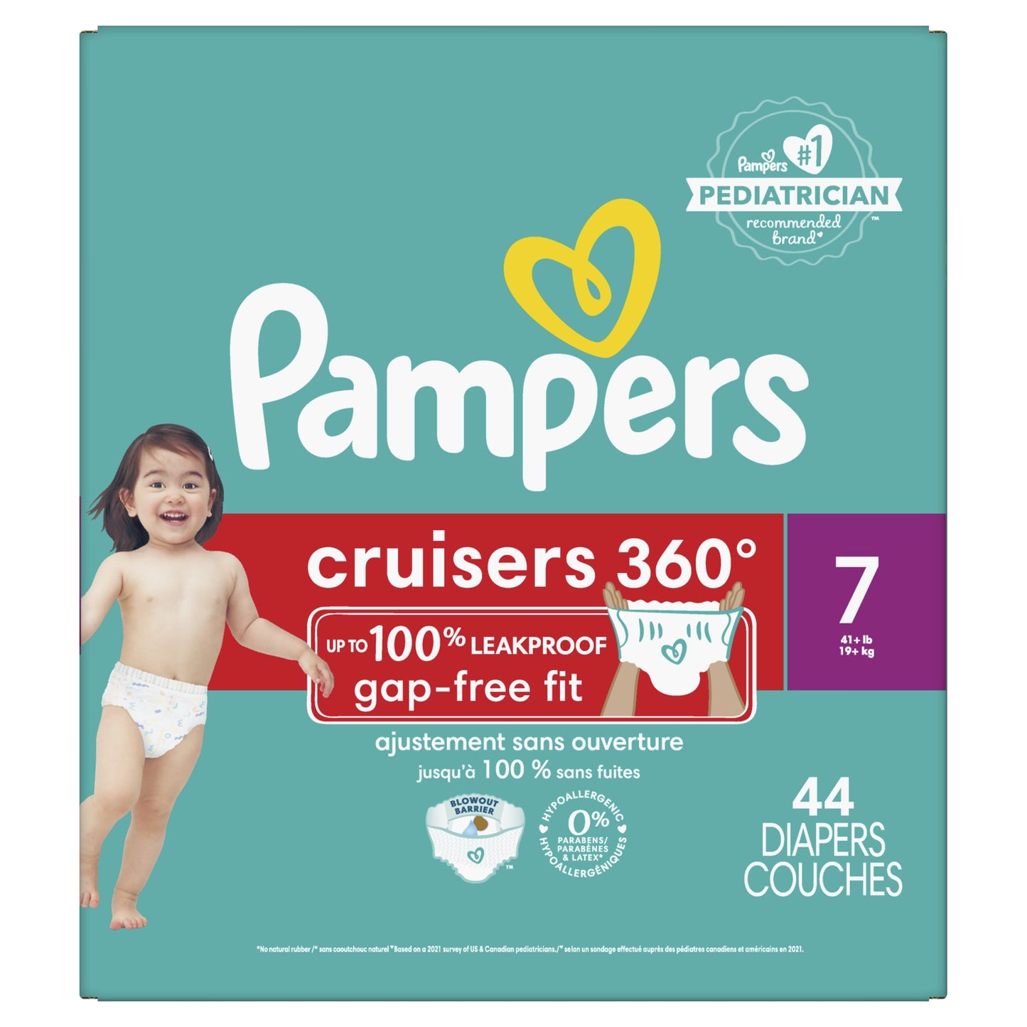 Pampers Cruisers 360 Diapers Size 7, 44 Count