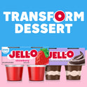 Jell-O Strawberry Sugar Free Jello Cups Gelatin Snack, 4 Ct Cups