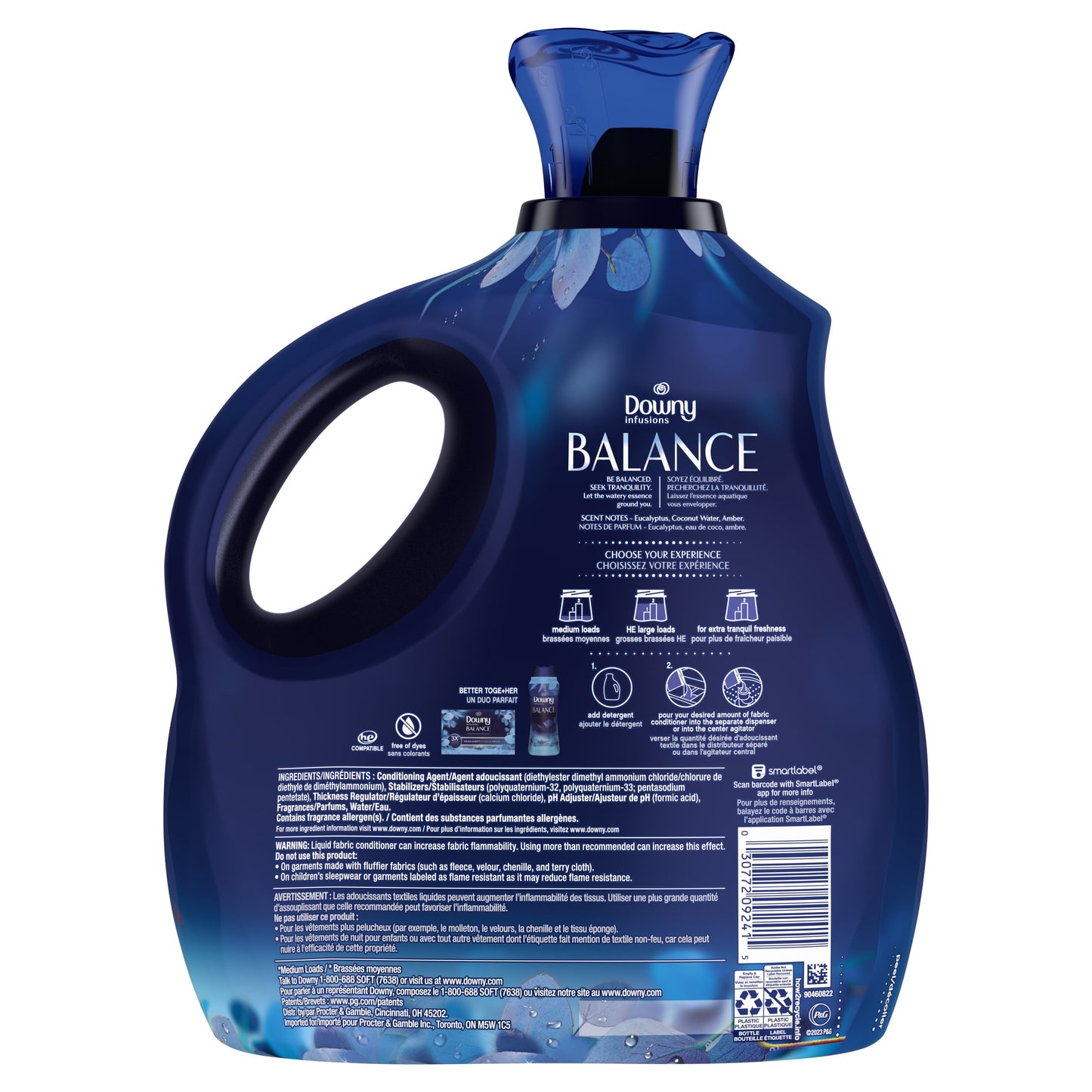 Downy Infusions Laundry Fabric Softener Liquid, BALANCE, Crisp Rain and Blue Eucalyptus, 101 fl oz