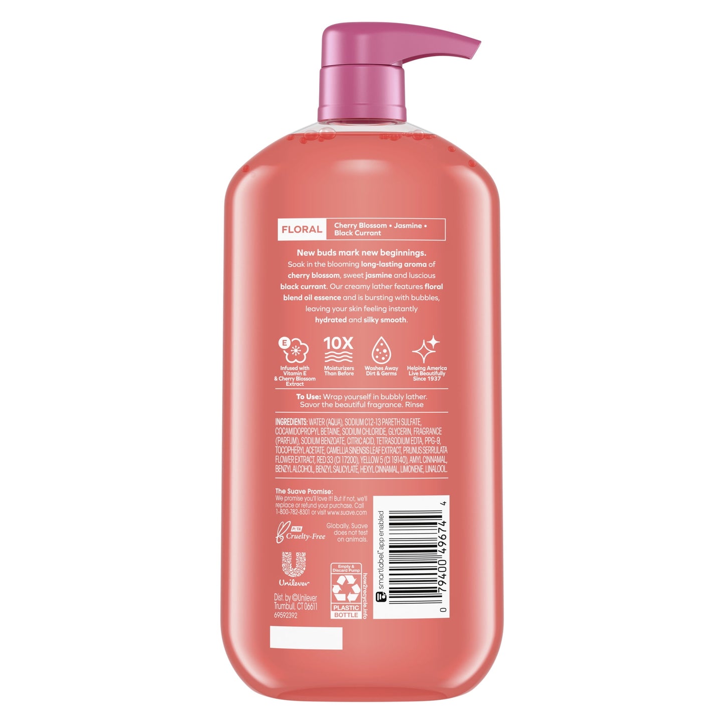 Suave Essentials Gentle Liquid Body Wash, Wild Cherry Blossom, 30 oz