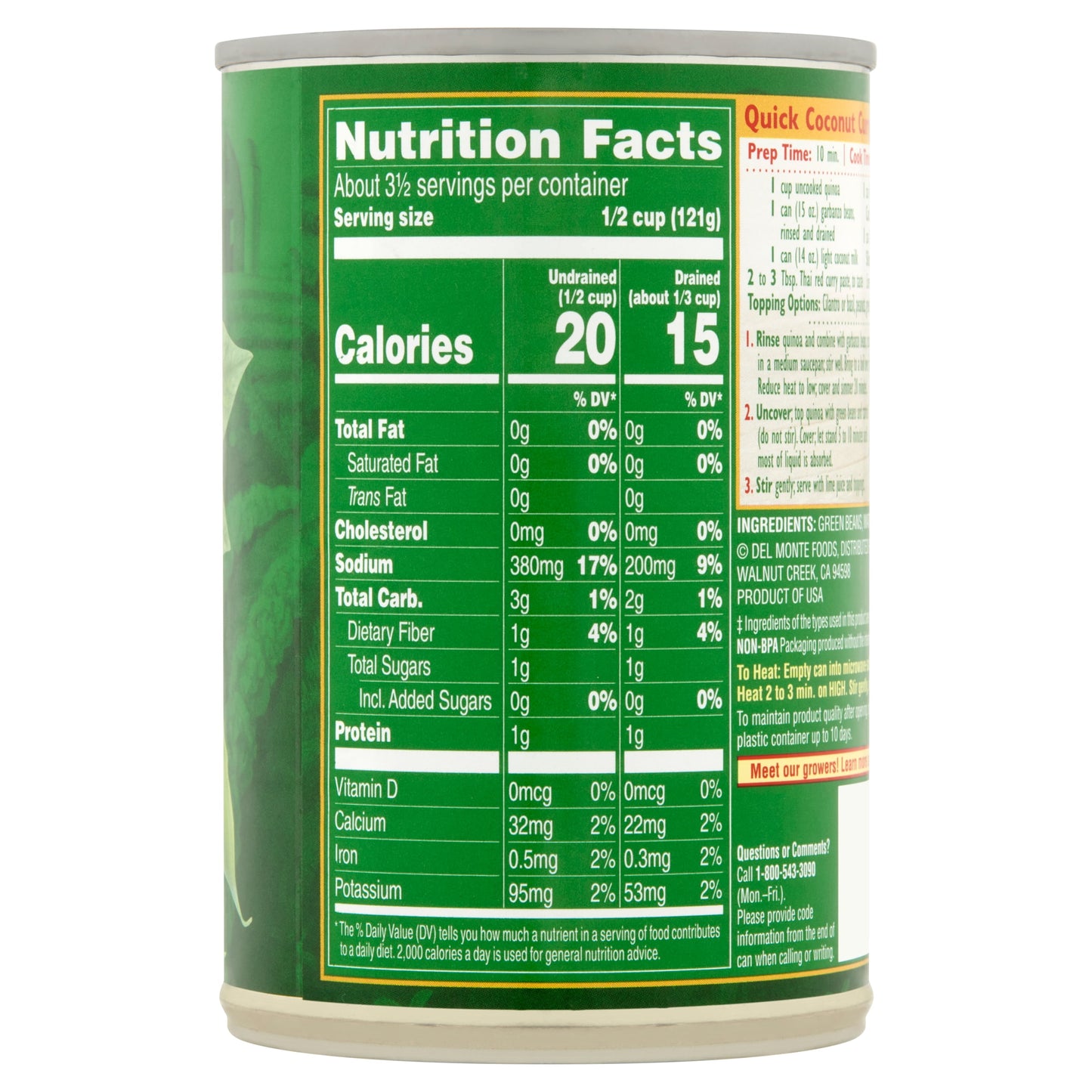 Del Monte Cut Green Beans Canned Vegetables, 14.5 oz Can