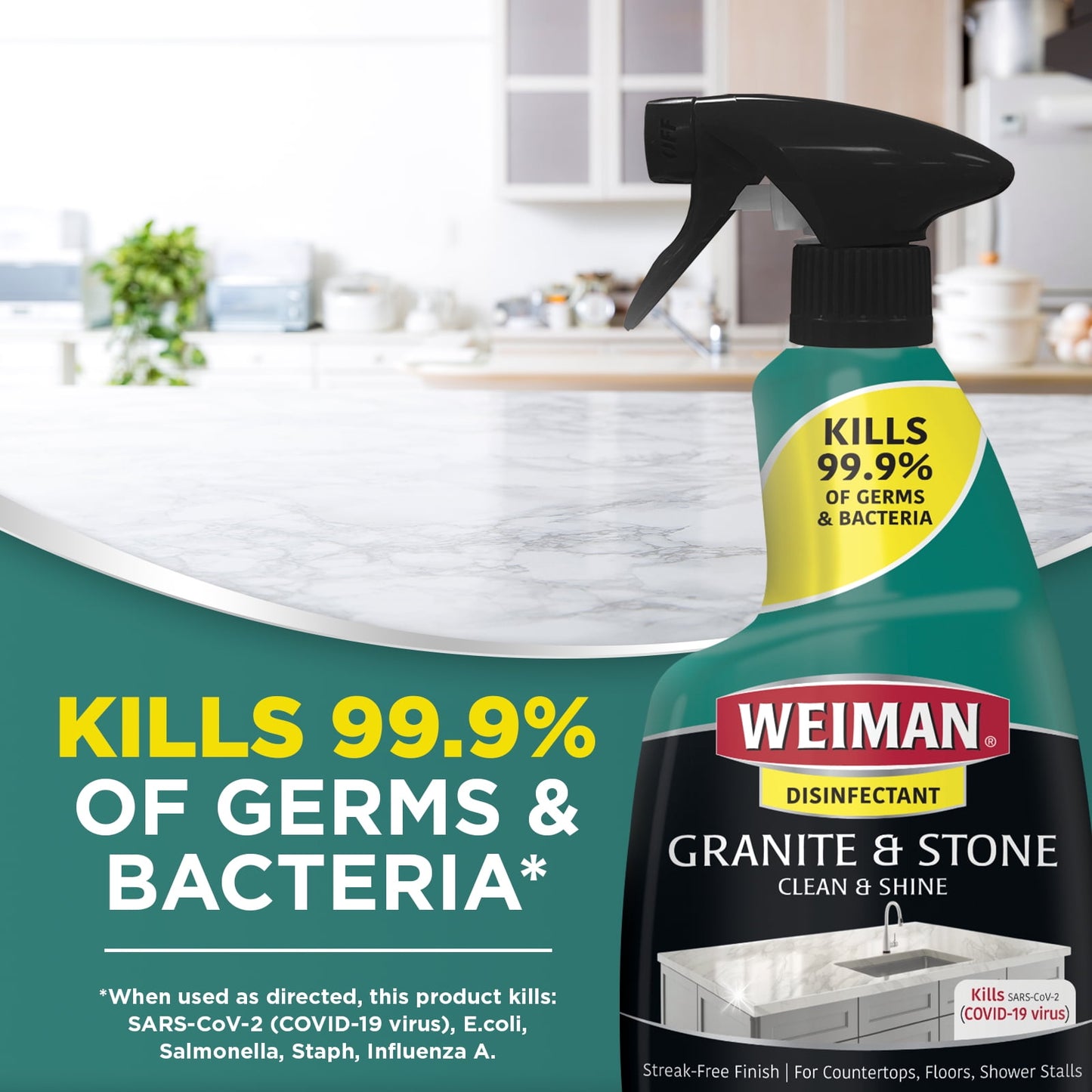 Weiman Granite and Stone Daily Clean & Shine Disinfecting Spray, 16 Ounce,  Fresh Citrus Scent