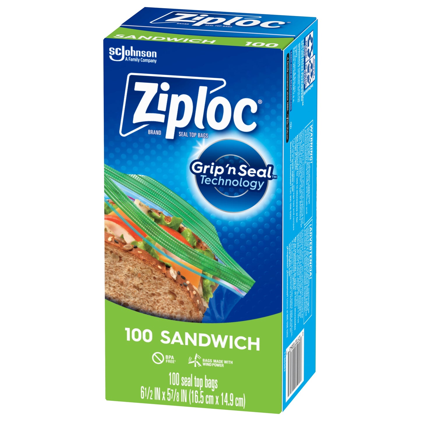 Ziploc® Brand Sandwich Bags with Grip 'n Seal Technology, 100 Count