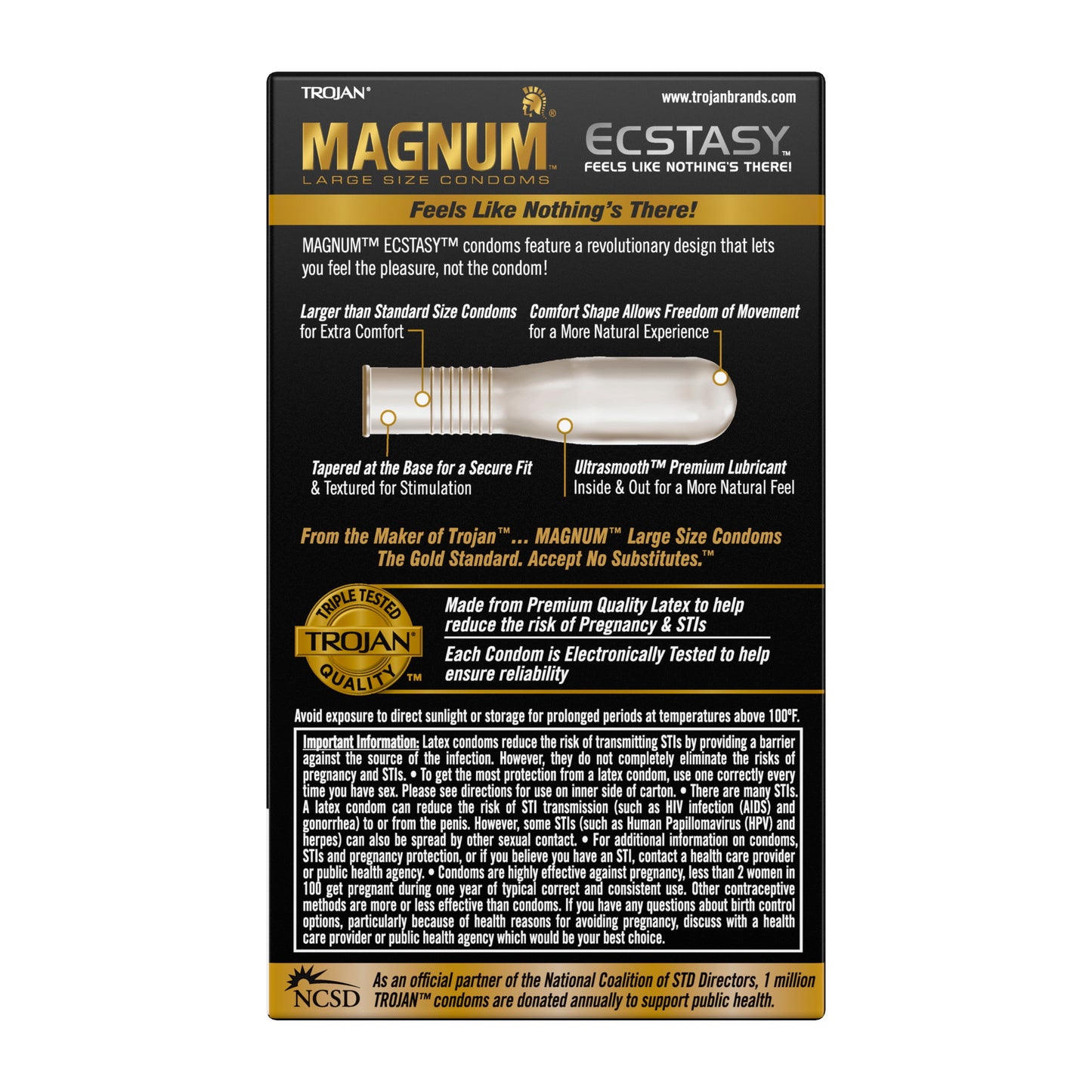 TROJAN Magnum Ecstasy Large Size  Lubricated Condoms, 10 Count