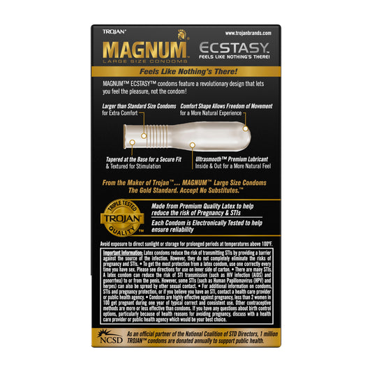 TROJAN Magnum Ecstasy Large Size  Lubricated Condoms, 10 Count