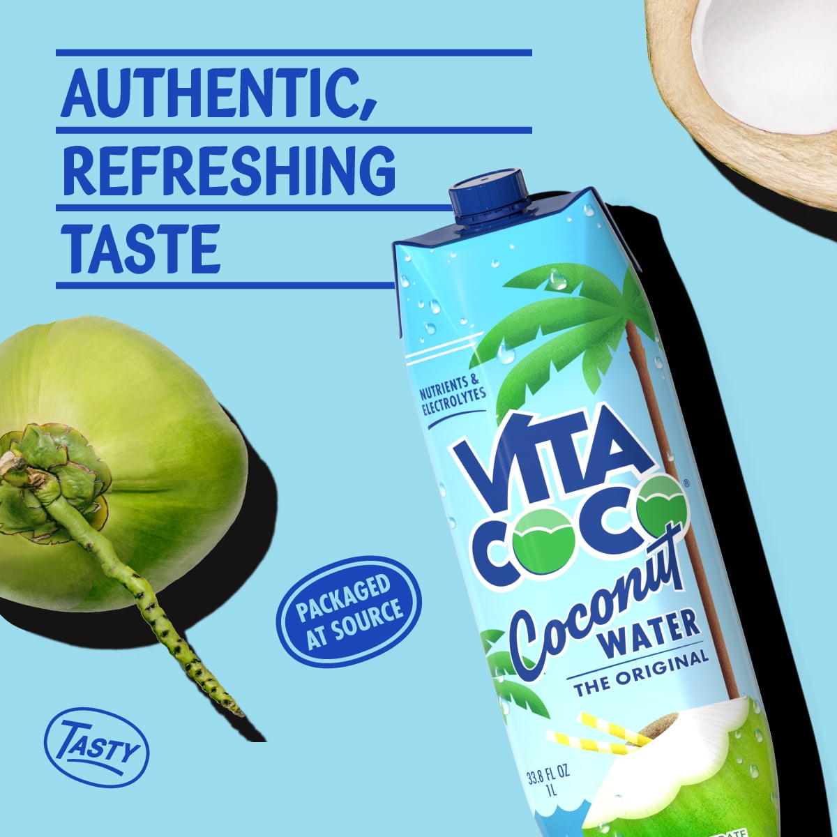 Vita Coco Coconut Water, Pure, 33.8 fl oz Tetra