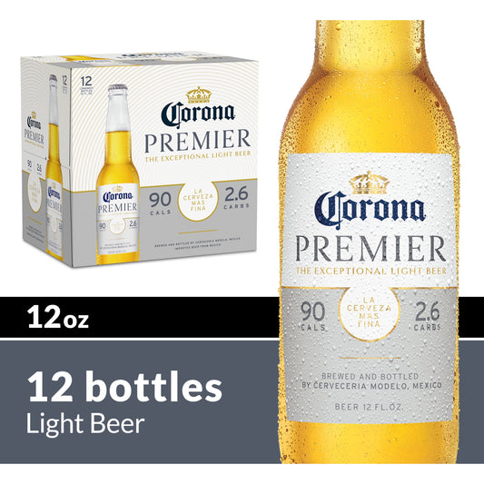 Corona Premier Mexican Lager Import Light Beer, 12 Pack Beer, 12 fl oz Bottles, 4% ABV