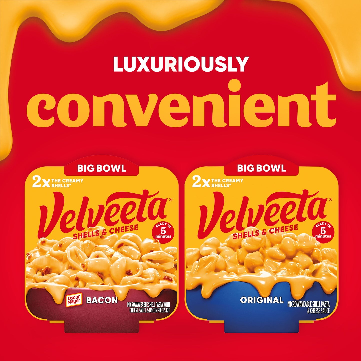 Velveeta Shells and Cheese Original Macaroni and Cheese Cups Easy Microwavable Big Bowl DInner, 5 oz Tray