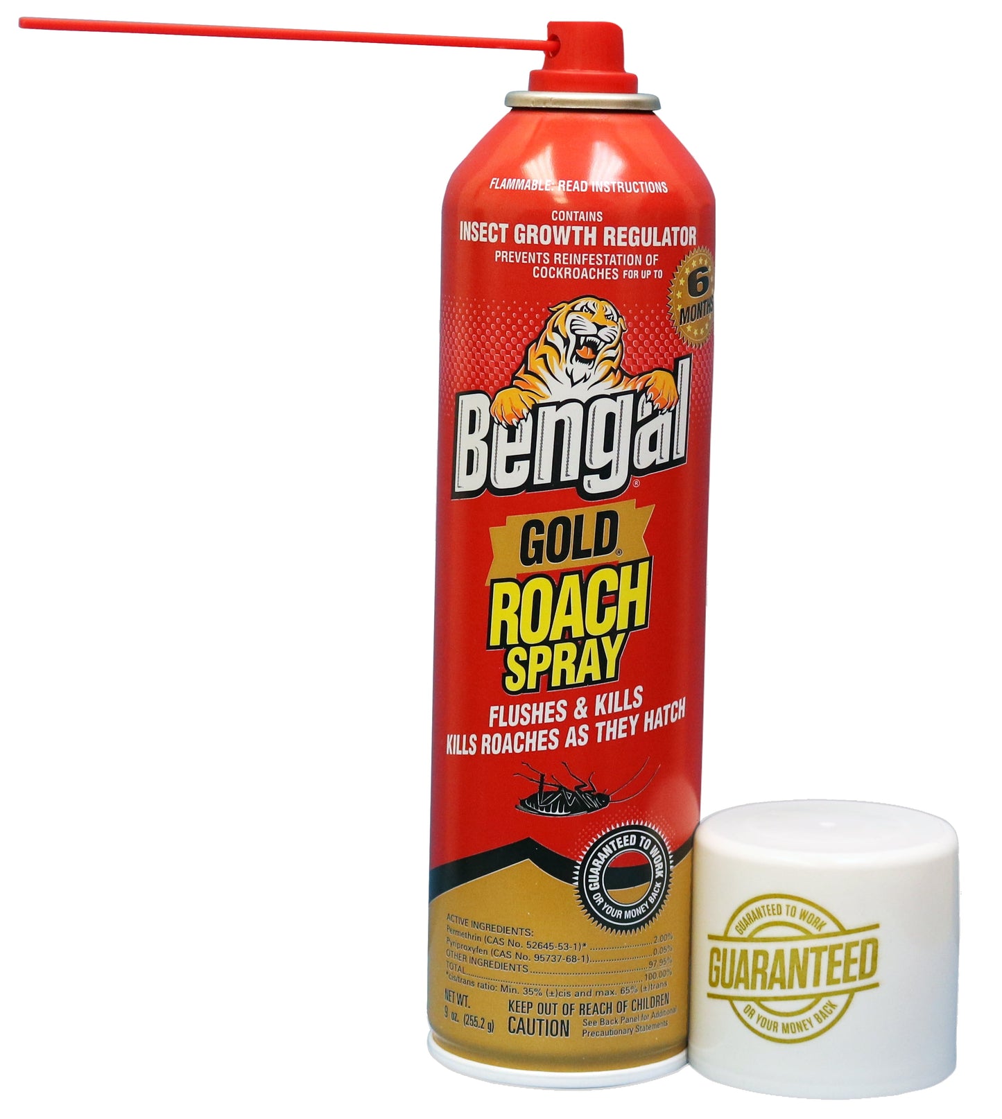 Bengal Gold Roach Spray, Odorless Stain-Free Dry Aerosol Killer Spray with Insect Growth Regulator, 9 oz Aerosol Can