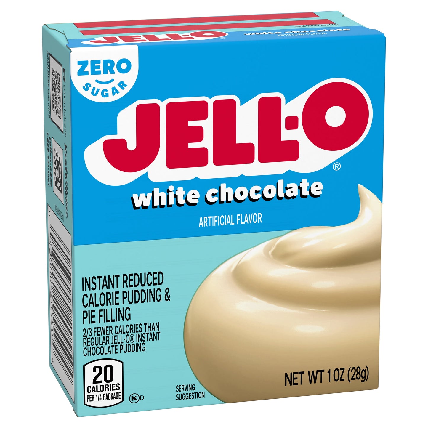 Jell-O White Chocolate Artificially Flavored Zero Sugar Instant Reduced Calorie Pudding & Pie Filling Mix, 1 oz. Box