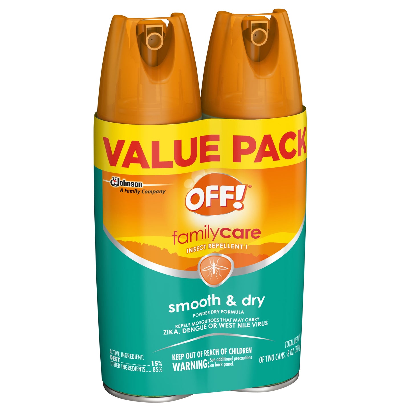 OFF! FamilyCare Insect Repellent I, Smooth & Dry, 4 oz, 2 ct