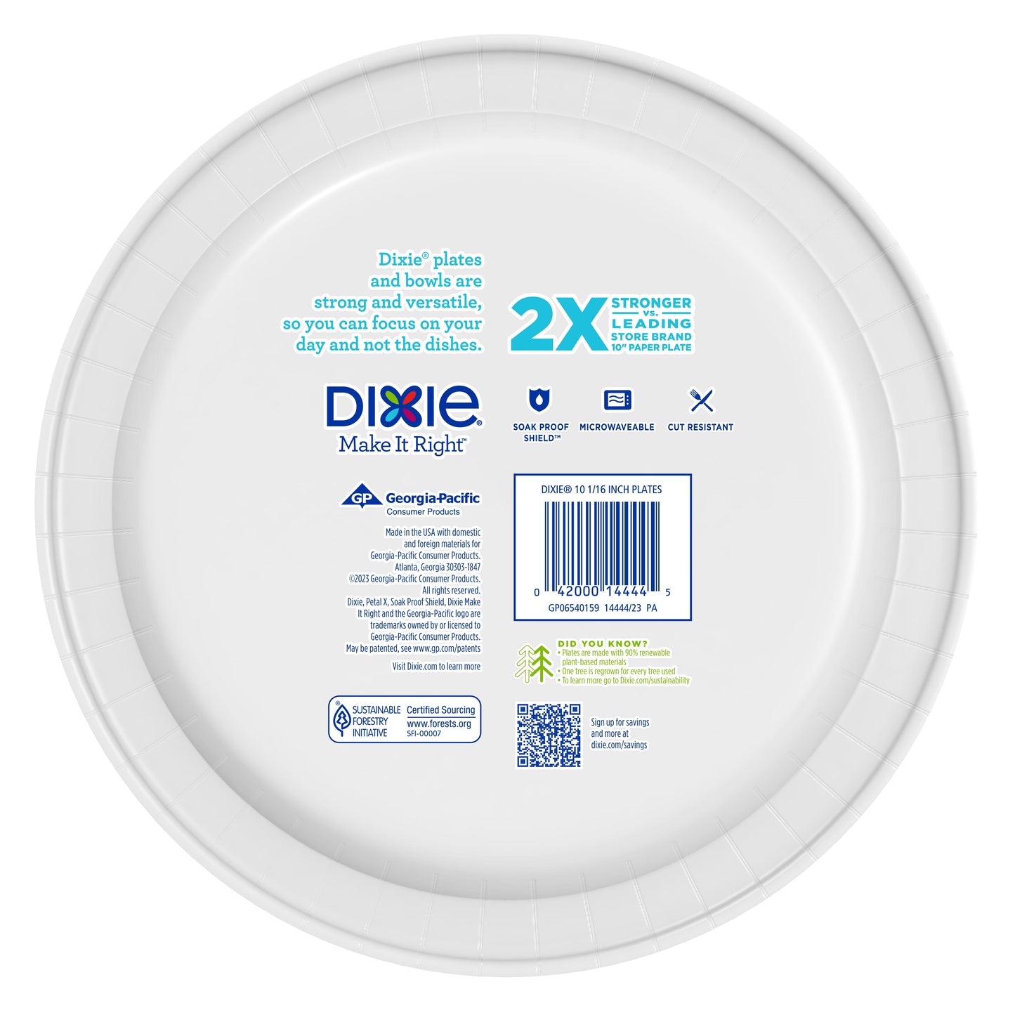 Dixie Disposable Paper Plates, Multicolor, 10 in, 150 Count