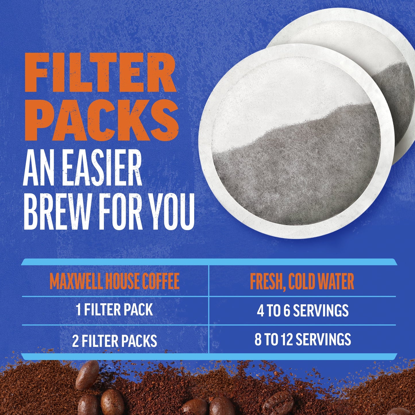 Maxwell House Original Roast Ground Coffee Filter Packs, 10 ct Pack