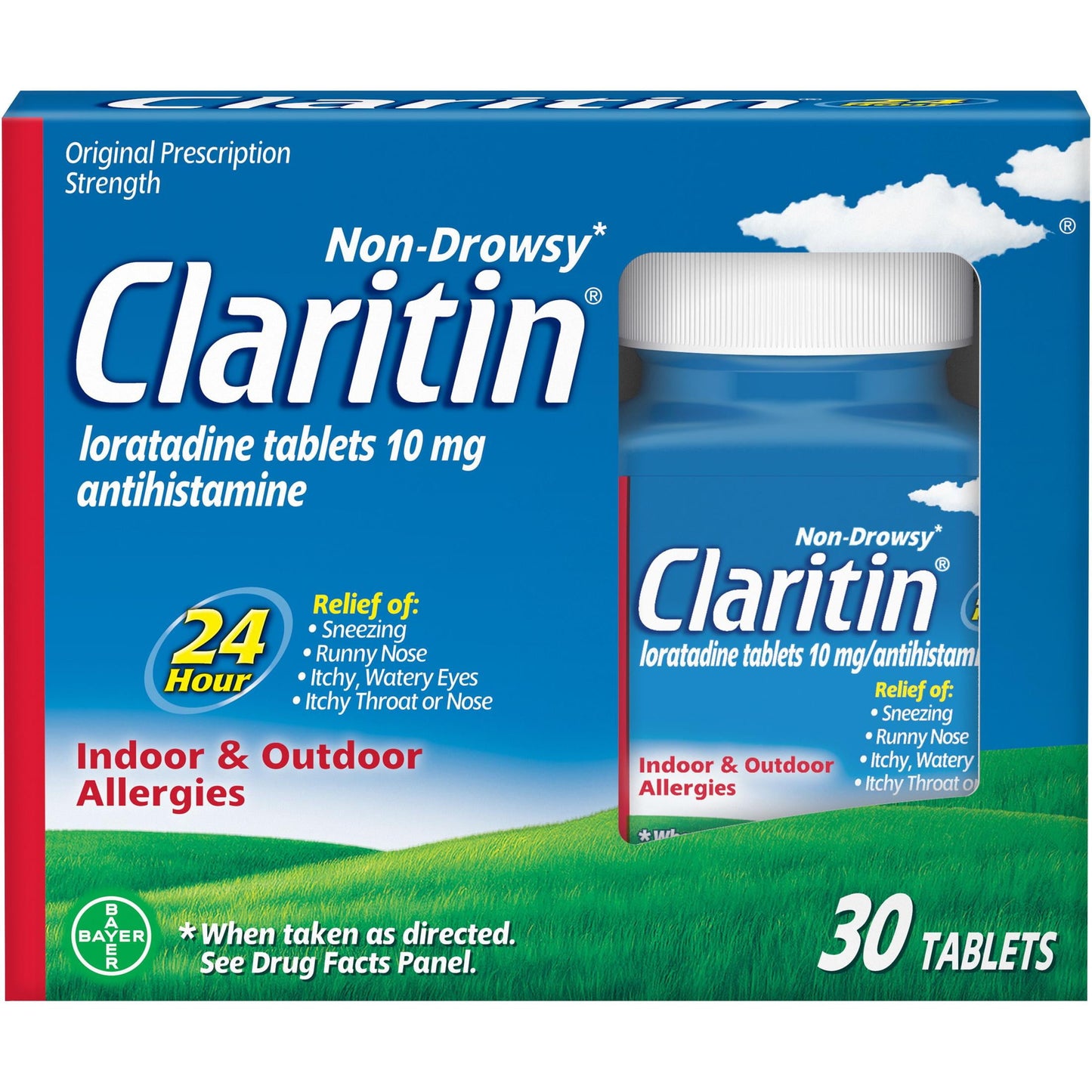 Claritin 24 Hour Non-Drowsy Allergy Medicine, Loratadine Antihistamine Tablets, 30 Ct