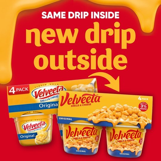 Velveeta Shells and Cheese Macaroni and Cheese Cups Easy Microwavable Dinner, 4 ct Pack, 2.39 oz Cups