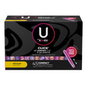 U by Kotex Click Compact Tampons, Regular, Unscented, 45 Count