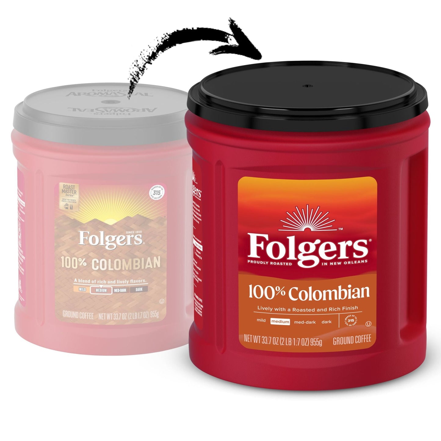 Folgers Colombian Coffee, Medium Roast Ground Coffee, 33.7 Ounce Canister