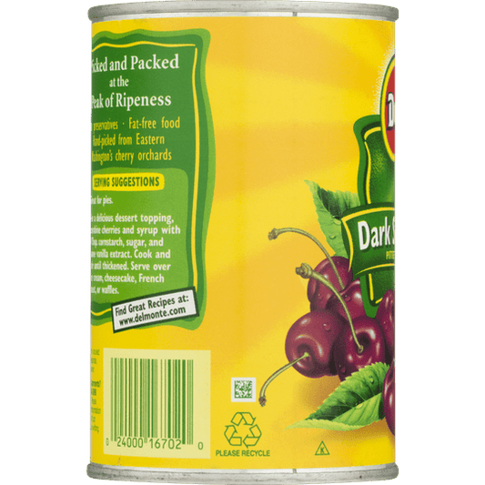 Del Monte Canned Dark Sweet Pitted Cherries, Heavy Syrup, 15 oz Can