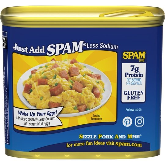 SPAM 25% Less Sodium, 7 g of protein, 12 oz.