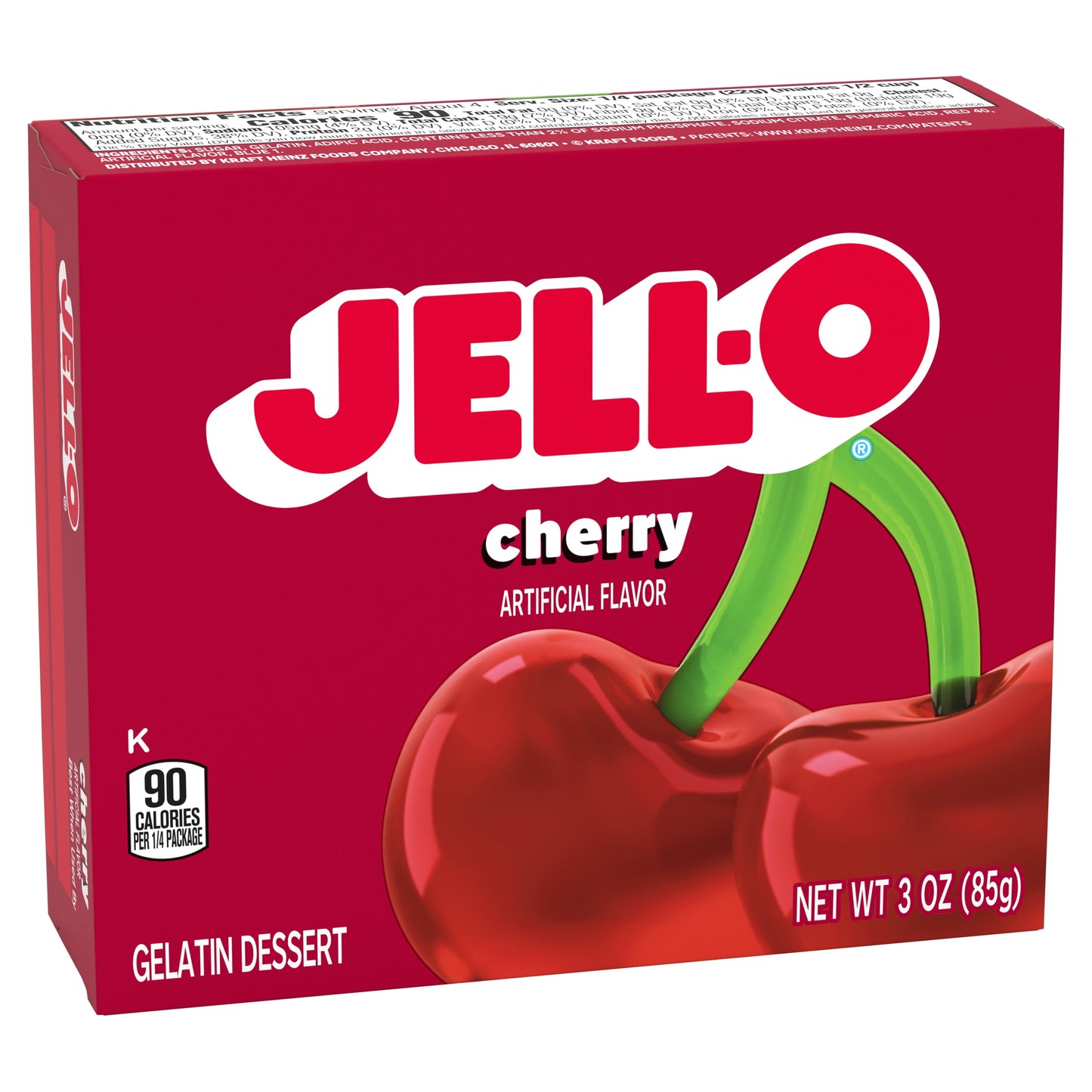 Jell-O Cherry Artificially Flavored Gelatin Dessert Mix, 3 oz Box