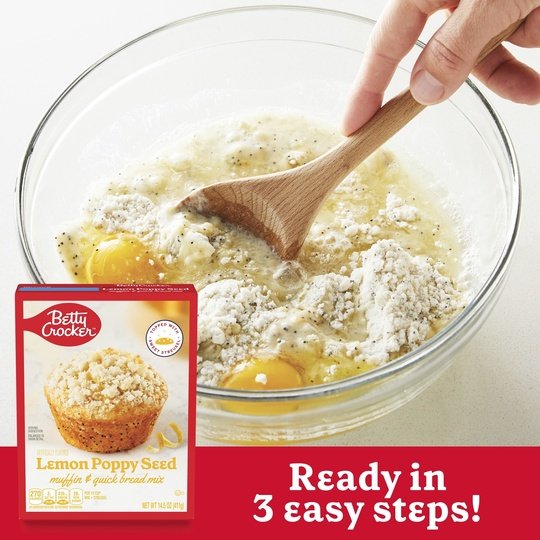 Betty Crocker Muffin and Quick Bread Mix, Lemon Poppy Seed With Streusel, 14.5 oz