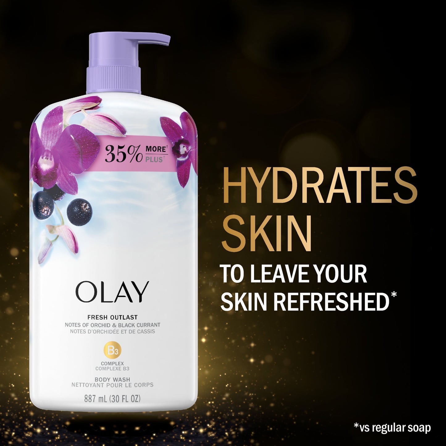 Olay Fresh Outlast Body Wash, Orchid & Black Currant, 30 fl oz