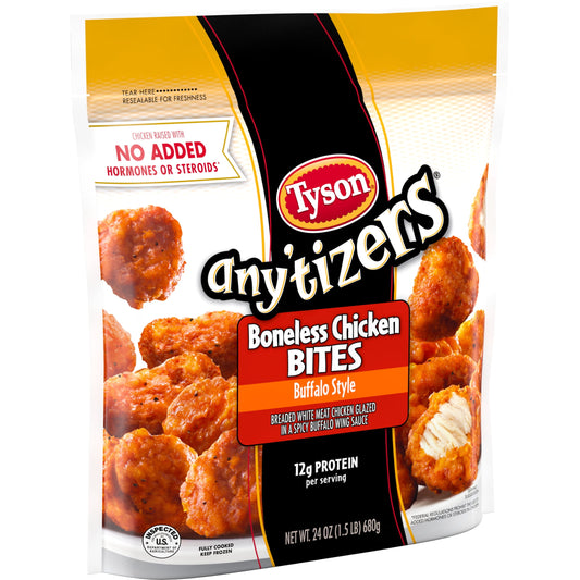 Tyson Any'tizers Buffalo Style Boneless Chicken Bites, 1.5 lb Bag (Frozen)