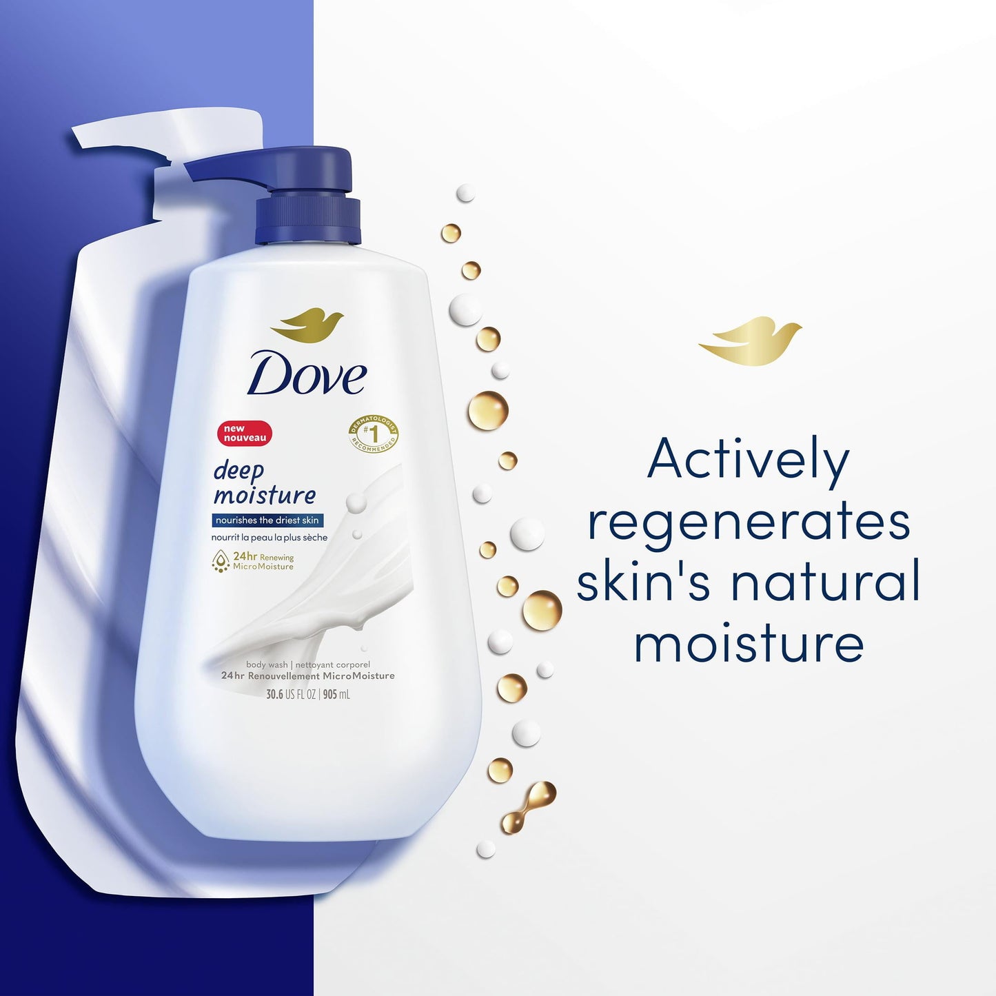 Dove Deep Moisture Nourishing Long Lasting Body Wash, 30.6 fl oz