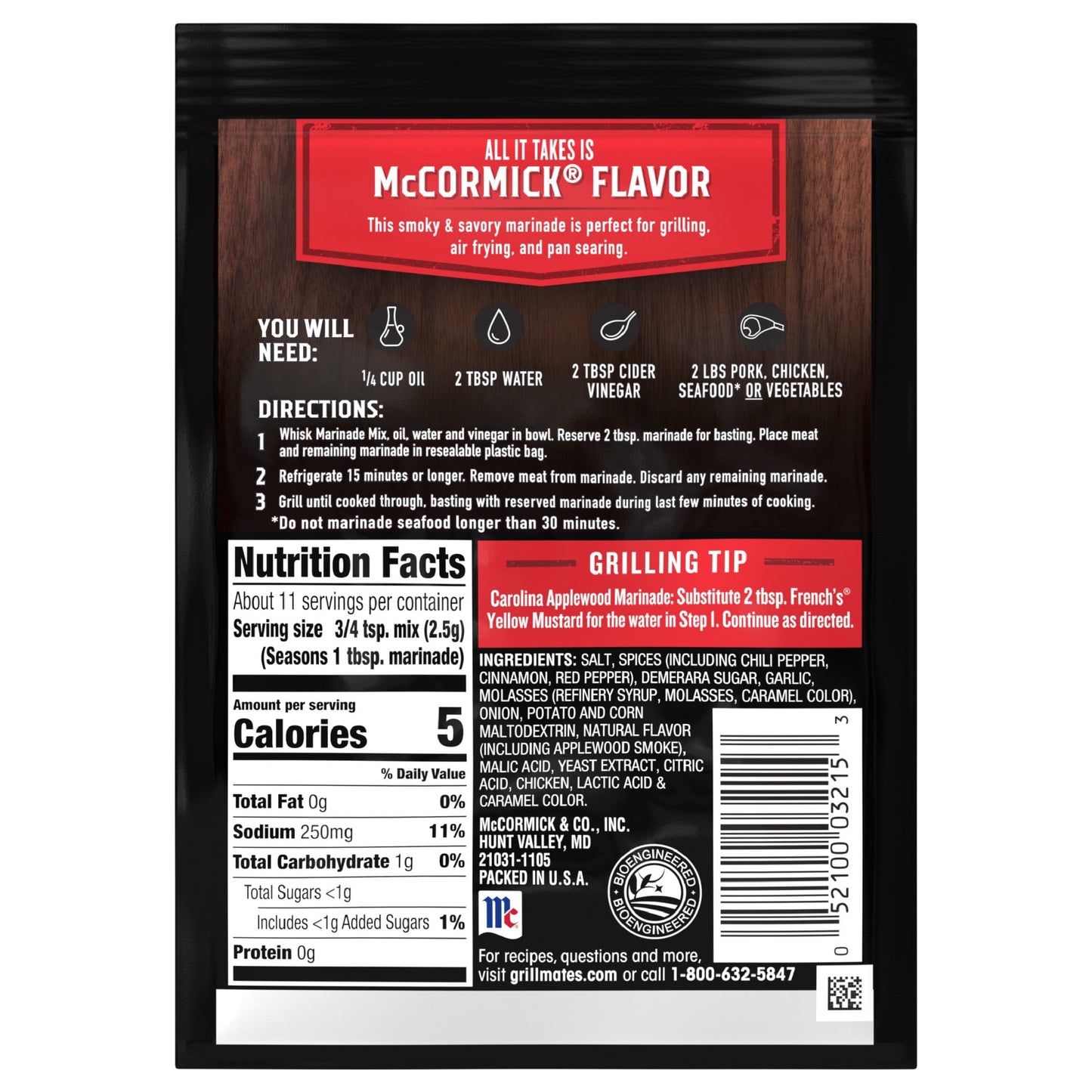 McCormick Grill Mates Marinade Mix - Smoky Applewood, 1 oz Cooking Sauces & Marinades